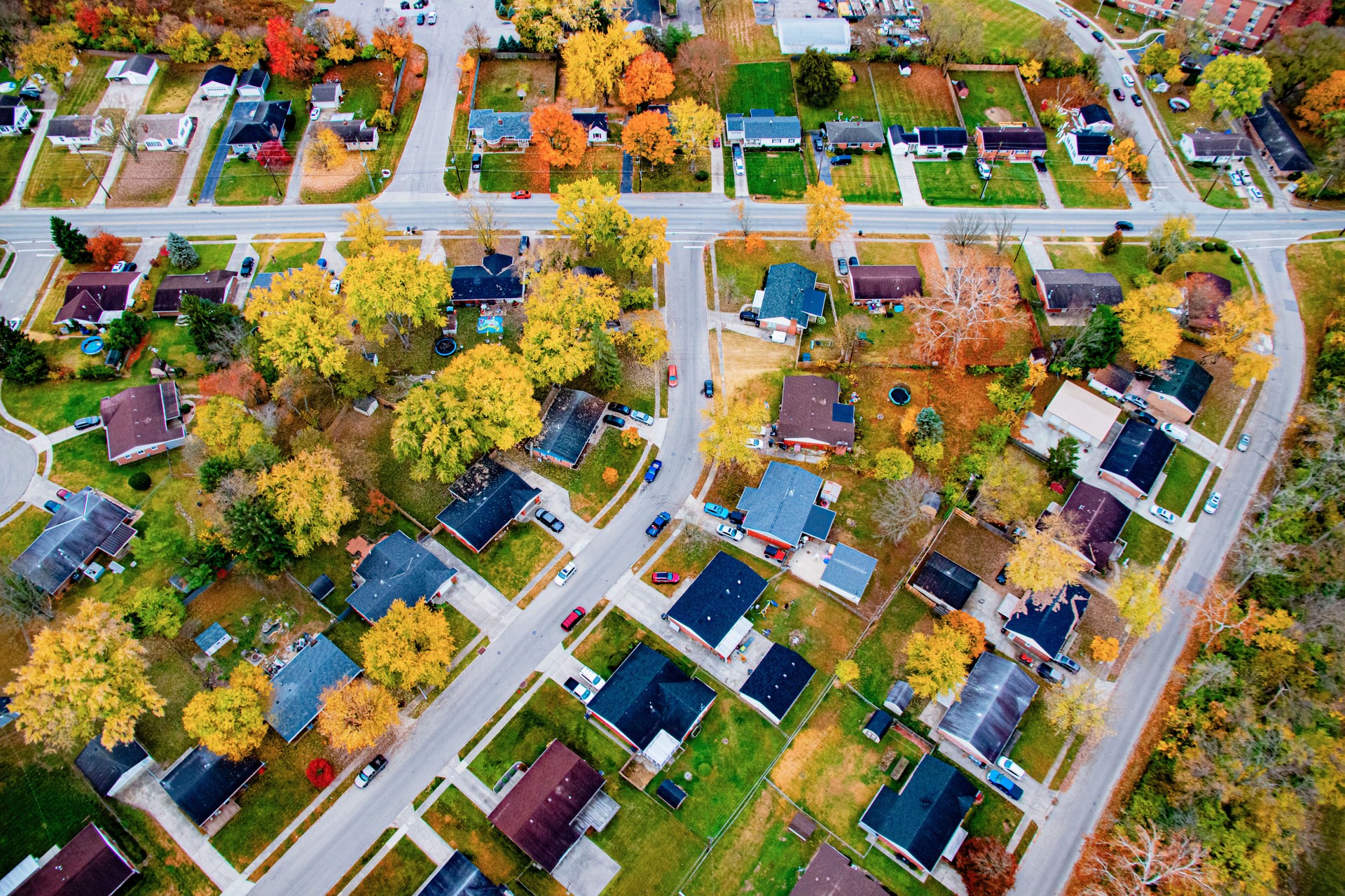 Parallel and Perpendicular Roads:  An Aerial View of a subdivision
